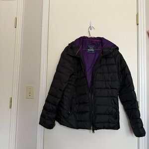 American Eagle Outfitters Black and deep purple lining with hood jacket